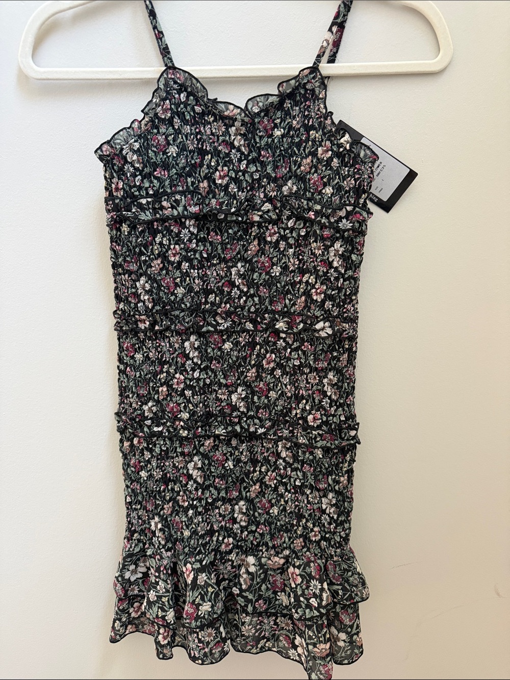 NWT FBZ Girls Black Floral Smocked Sundress Sz L